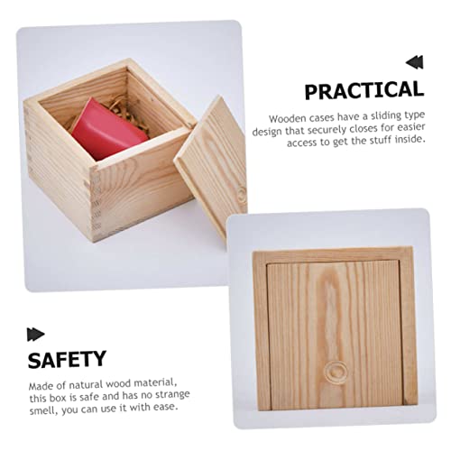 TEHAUX Box Gift Packaging Wooden Box Wood Crates Wooden Crate Jewelry Organizer Tray Unfinished Wooden Storage Square Vases for Flowers Wooden Vase TEHAUX