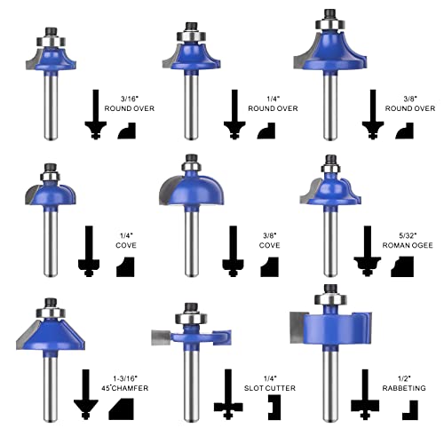 UTRUSTTO 1/4" Router Bit Set 24 Pieces, 1/4 Inch Shank Tungsten Carbide Router Bits, for Professional and Beginners Carpenter UTRUSTTO