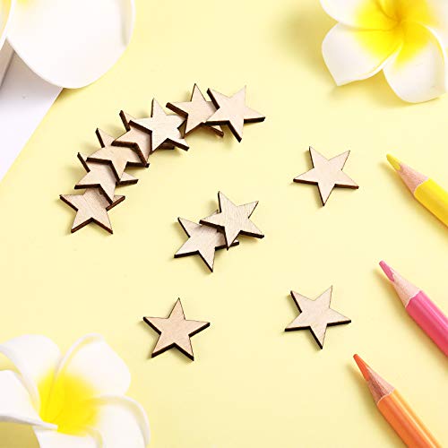 500 Pieces Wooden Star Shape Unfinished Wood Star Pieces, Blank Wood Pieces Wooden Star for Craft Flag Project and Decoration(3/4 Inch) Gejoy