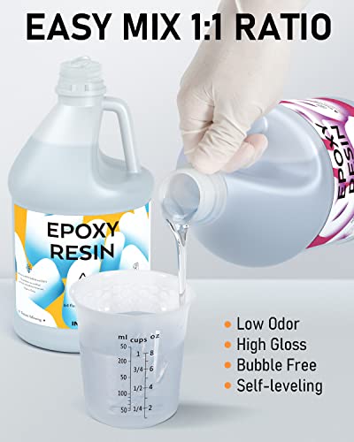 INCLY 1 Gallon Epoxy Resin Kit - Crystal Clear Bubbles Free & UV Resistant Resin Supplies Food Safe for Coating & Casting, Table Top, Wood, Jewelry INCLY