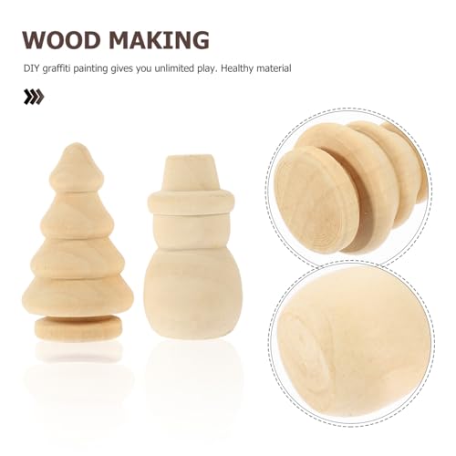 VILLCASE Unfinished Wood Christmas Tree Snowman Blank Wooden Peg Dolls Xmas Tree DIY Wooden Snowman Peg for Christmas Painting Coloring Arts Projects VILLCASE