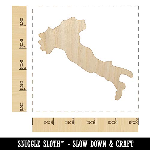 Italy Country Solid Unfinished Wood Shape Piece Cutout for DIY Craft Projects - 1/8 Inch Thick - 4.70 Inch Size Sniggle Sloth