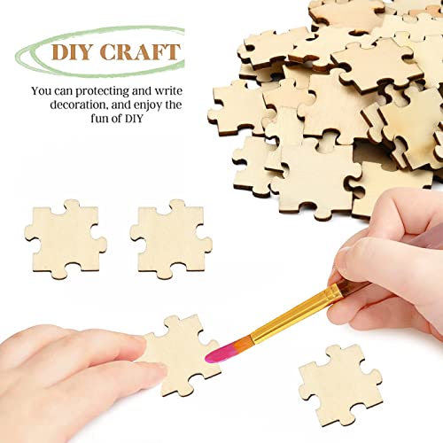 KitBeads 100pcs Random Blank Wooden Puzzle Pieces Laser Cut Unfinished Wood Ornaments Puzzle Shape Wooden Embellishments for Crafts Home Decorations KitBeads