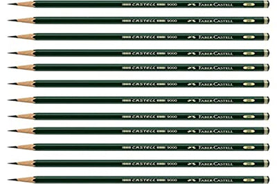 Faber-Castell Pencils, Castell 9000 Graphite art 2B pencils for drawing, sketching - 12 Artist pencils