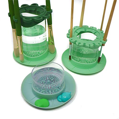 Paint Brush Cleaner Rinse Cup (All-in-One) Fine Art, Studio, Classroom | Brushes Holder & Silicone Cleaning System for Acrylic, Watercolor, and Paint Puck
