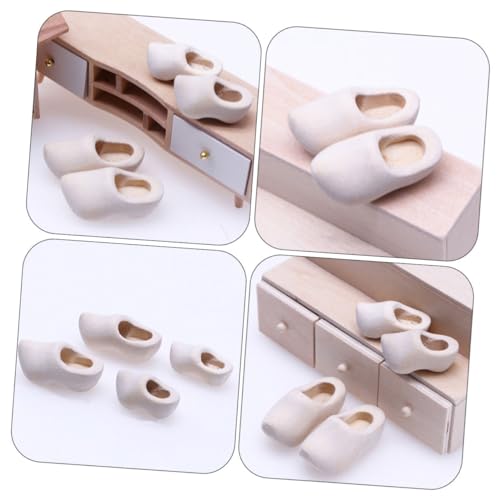 Zerodeko 2 Pairs Clogs Tiny Shoes Unfinished Doll Ornament Mini Unfinished Shoes Make Your Own Statue Dollhouse Sneaker Simple Mini Klompen Dollhouse Zerodeko