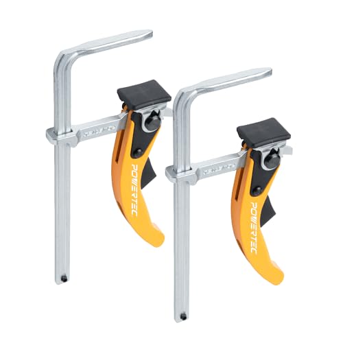 POWERTEC 71542V Quick Release Ratcheting Table Clamp for MFT and Guide Rail System, 7" Capacity (178mm) x 2-3/8" Throat Depth, 2 PK POWERTEC