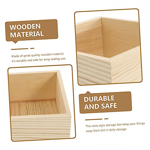 TEHAUX 6pcs Box Storage Wooden Box Without Lid Desktop Storage Craft Storage Containers Wooden Crates Unfinished Jewelry Organizer Tray Wooden Crafts TEHAUX