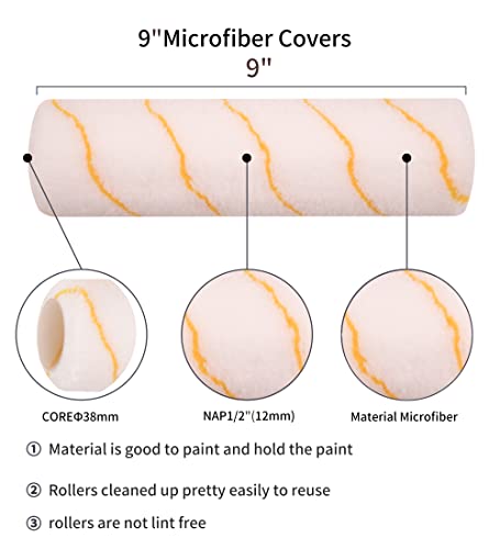 17 Piece Paint Roller Set - Paint Rollers 9"4", Paint Roller Frame,Paint Trays, Microfiber Roller Cover, Paint Kit for House Painting,Paint Brushes Voomey