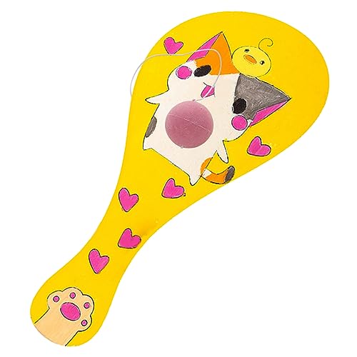 Toyvian 4pcs Graffiti Blank Racket Wooden Paddle Ball Toy Paddle Paint Toy Paddle Draw Toy Unfinished Wood Racket Classic Paddleball Wooden Catch Toyvian