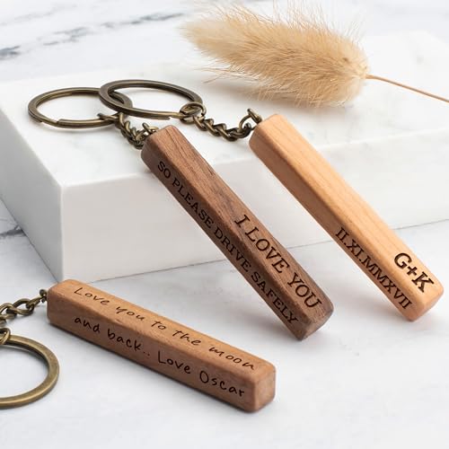 Custom 4 Sided Keychain, Personalized Key Chain with Name, Message | Cherry | Engraved Keychain for Men, Women, Boyfriend, Girlfriend, Customizable Personalized Favors