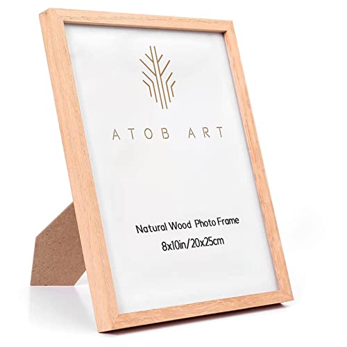 ATOBART 8x10 Solid Wood Picture Frames, 6 Pack OAK Photo Frame Set with Real Glass Cover, Natural Wood Color Frames, for Wall Mounting or Tabletop ATOBART