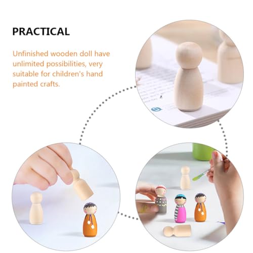 Tofficu 30pcs Unfinished Wooden Peg Dolls, Mini Wooden Peg People 35mm Wooden People Figures for DIY Painting Tofficu