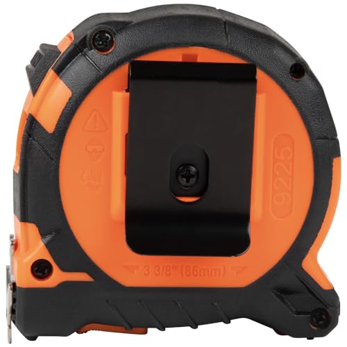Klein Tools 9225 Tape Measure, Heavy-Duty Measuring Tape with 25-Foot Double-Hook Double-Sided Nylon Reinforced Blade, with Metal Belt Clip Klein Tools