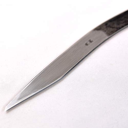 KAKURI Kiridashi Knife Right Hand 15mm Curved, Professional Razor Sharp Hand Forged Japanese Carbon Steel Blade Hammered Pattern for Woodworking, KAKURI