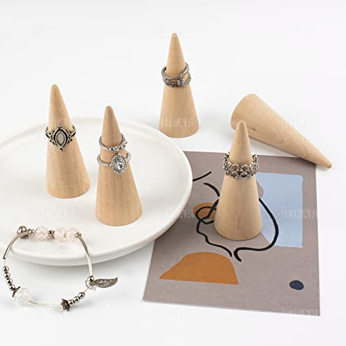 AUEAR, 10 Pack Wooden Cone Wood Ring Cone Display Holder Finger Jewelry Display Stand DIY AUEAR