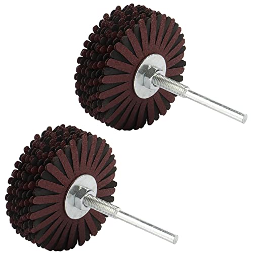 Rocaris 2 Pack Abrasive Flap Wheel - 120# Nylon Sanding Wheel Brush Abrasive Grinding Head with 1/4 Inch Shank for Woodworking Root Carving Furniture - WoodArtSupply