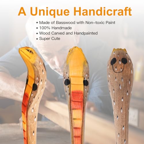 NULYDO Cobra Snake Pen, 100% Handmade Wood Carved Animal Gel Pen, Snake Gift Ideas for Kids Girls Boys Women & Men, Cute Pens School Writing Office NULYDO