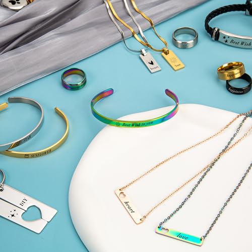 Csyidio 105 PCS Laser Engraving Materials, Jewelry Making Engraving Accessories for All Laser Engravers with Instructions, 45 PCS Stainless Steel Csyidio