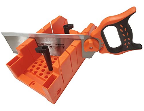 ACEgoes 12" Miter Box with Saw Included, Reinforced Steel Back Saw for Accurate Cutting, Preset 90 Degree 45 Degree 22.5 Degree and 0 Degree Cuts, ACEgoes