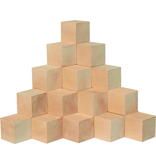 Unfinished Wood Cubes 2-inch, Pack of 6 Large Wooden Cubes for Wood Blocks Crafts and Decor, by Woodpeckers Woodpeckers