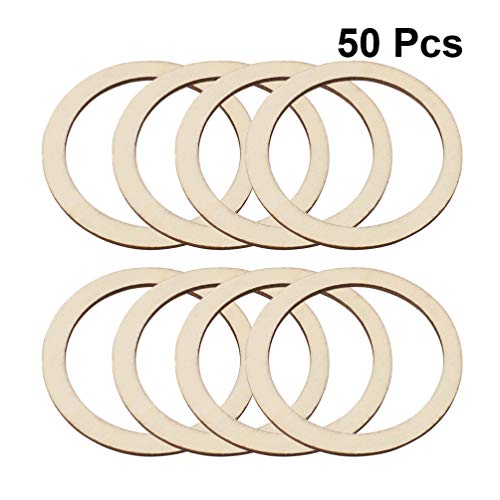 Ciieeo 50pcs Wreath Frames Unfinished Wood Pieces Rings Shape Round Wood Linking Rings Wooden Pieces for Floral Craft DIY Craft Making Ciieeo
