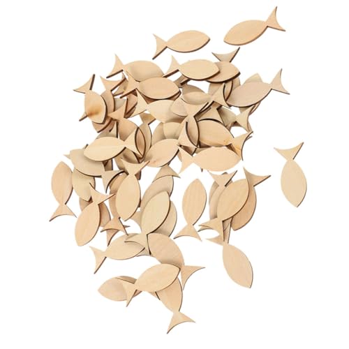 100pcs Wood Fish Cutouts Natural Sea Animal Cutout Shapes DIY Wooden  Embellishment Slices for Art Crafts