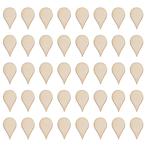 NOLITOY Decor 50pcs 30mm Wooden Shape Cutouts Wood Water Drop Shape Discs Slices Unfinished Wood Pieces Embellishment DIY Crafts Hanging Ornaments NOLITOY