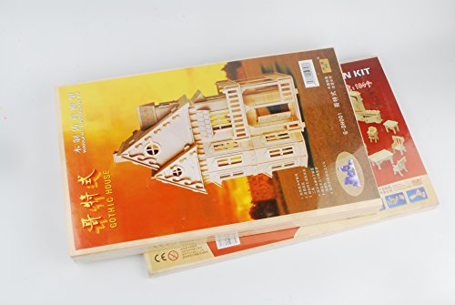 NWFashion 17" Wooden Dream Dollhouse 2 Floors with Furnitures DIY Kits for Christmas Party Dollouse (Gothic Furnitures Sets) NWFashion