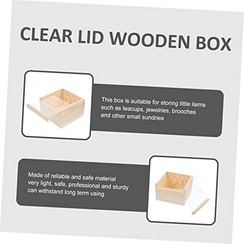 TEHAUX Box Storage Wooden Box Clear Gift Box Wooden Box with Lid Trinket Box with Lid Small Jewelry Storage Box Wooden Crates Unfinished Wooden TEHAUX