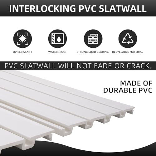 Slatwall Panel Garage Wall Organizer Heavy Duty Wall Mounted, PVC Slat Wall Panels Garage Wall and Home Organizer Storage System, Garage Slatwall for FRAYSCENT