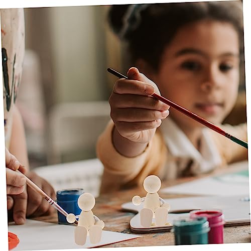 4pcs Unfinished Dolls Pegs Plain Peg Dolls Doll Pegs Peg Doll for Crafts Unfinished Peg People DIY Peg Dolls Puzzle Toys Puppets for Shelf Decor Wood Ciieeo