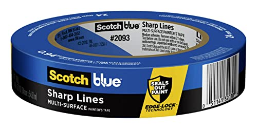 ScotchBlue Sharp Lines Multi-Surface Painter's Tape, 0.94 Inches x 60 Yards, Blue, Paint Tape Protects Surfaces and Removes Easily, Edge-Lock ScotchBlue