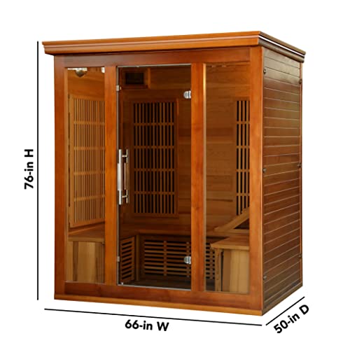 Radiant Saunas BSA1315 Cedar Elite 3-4 Person Infrared Sauna with 9 Carbon Heaters, Wood Blue Wave