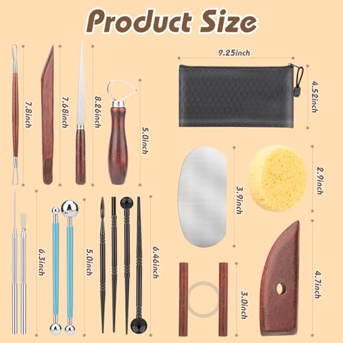 23PCS Clay Tools Sculpting, Ceramic & Pottery Modeling Tool, Ceramics Tools Set, Polymer Tools Kit, Air Dry Clay Tools for Carving, Molding, Pottery UUSYCUN