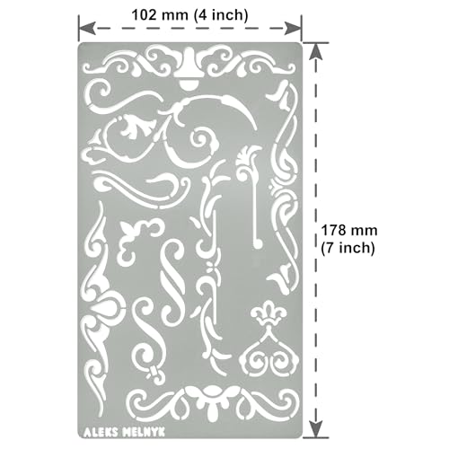 Aleks Melnyk No.4 Metal Journal Stencil, Wood Burning, Flowers and Vines, Ornament, Vintage, Stencil Patterns, Pyrography, Engraving, Template for Aleks Melnyk