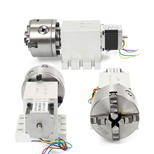 CNCTOPBAOS Engraving Machine Rotary 4th Axis,CNC Router Rotational Fourth A Axis,K12-100mm 4 Jaw Chuck Dividing Head,No Backlash Gapless Harmonic CNCTOPBAOS