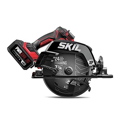 SKIL PWR CORE 20™ Brushless 20V 7-1/4 In. 5300 RPM, Circular Saw Kit Includes 4.0Ah Lithium Battery and Quick Charger- CR5440B-10 Skil