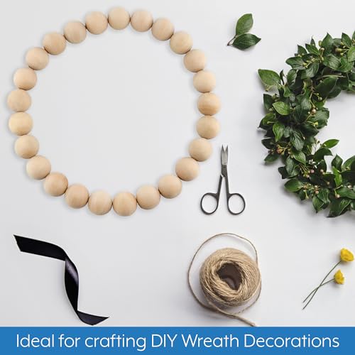 Darware Farmhouse Wood Beaded Wreath Base (13-Inch), Rustic Bead Ring for DIY, Crafts, and Floral Decor Darware