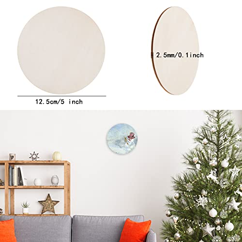 80 Pcs 5 Inch Wood Circles for Crafts Unfinished Wood Circles Wood Rounds Natural Round Wooden Disc Cutouts Blank Wood Circle Slices for DIY Crafts, AWIZOM