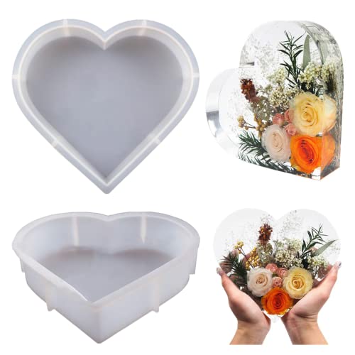 Resin Silicone Molds Large Heart Hexagon Resin Molds Deep Epoxy Resin Mold for Flowers Preservation Resin Art Resin Casting DIY (A-Heart) Flexyony