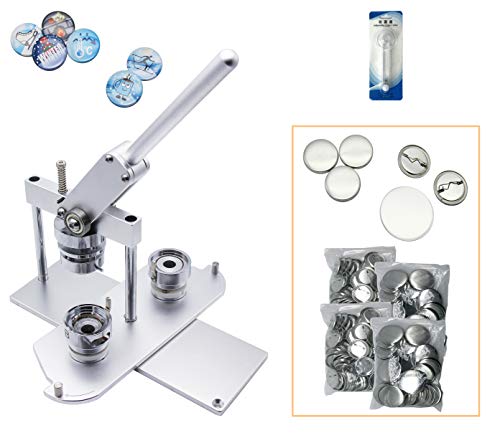 ChiButtons (Kit) 37mm (1 1/2") Badge Press Machine-B400 + 37mm Round Die Moulds + 200 Set Pin Button Components + Adjustable Circle Cutter ChiButtons