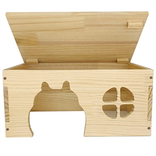 Wooden Guinea Pig Hideout, Chinchilla House, Baby Rabbit House, Dwarf Bunny Hut Hideout Wood, Small Animal Hideout for Rats, Hedgehog CAREUPET