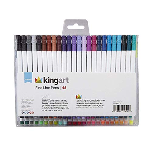 KINGART 418.18 Fine Line Color Ink Pens, Set of 48 Unique Colors, Tip Size 0.4 mm KINGART