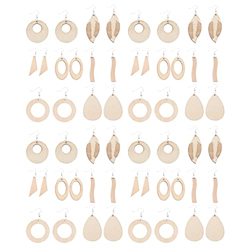 Ciieeo 70pcs Wooden Earrings Wood Earring Supplies Earring Making Tools Jewelry DIY Kit Macrame Earring Blanks DIY Wood Earrings Pendant Tools Kids Ciieeo
