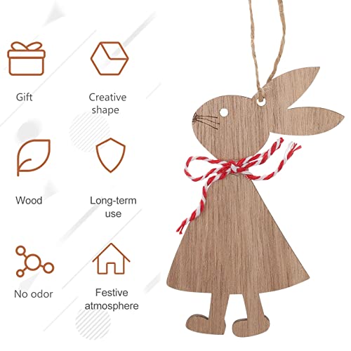 SEWACC 6pcs Easter Bunny Wooden Cutout Unfinished Wood Bunny Slices Wooden Rabbit Hanging Ornament Unpainted Easter Wood Slice Easter Party Crafts SEWACC