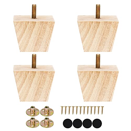 Maricome 2 Inch Unfinished Wood Furniture Legs Replacement Cabinet Couch Sofa Legs Feet Set of 4 Maricome