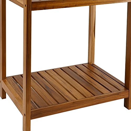 VaeFae Teak Bathroom Shelf, 4-Tier Storage Shelf, Wooden Stand Shelf Organizer for Bathroom, Kitchen, Living Room, Laundry, Garage VaeFae