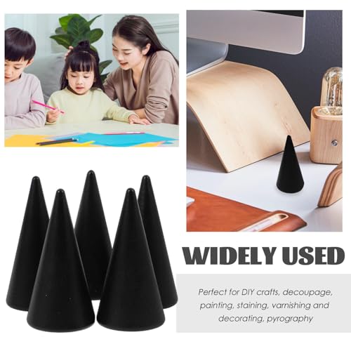 MAGICLULU 10pcs Natural Wood Cone Ring Display Stand Wooden Cone Jewelry Holders Unfinished DIY Craft Cone Jewelry Display Cone for Girls Women DIY MAGICLULU