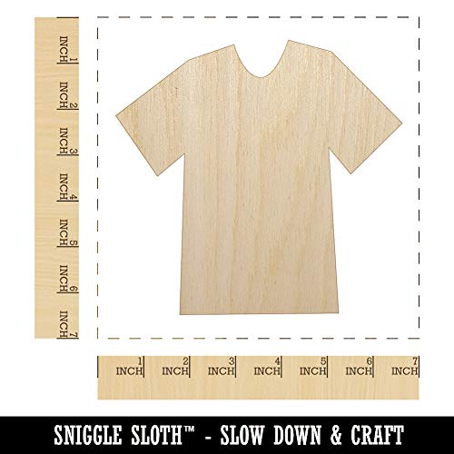 T-Shirt Laundry Solid Unfinished Wood Shape Piece Cutout for DIY Craft Projects - 1/4 Inch Thick - 6.25 Inch Size Sniggle Sloth